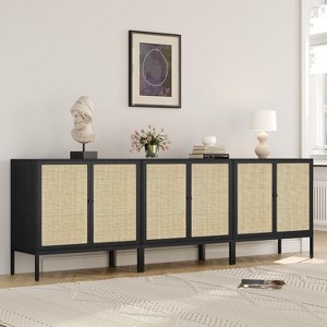 Brafabhome Boho Rattan Sideboard Storage Cabinet Set of 2, Modern Buffet Cabinet with Storage Shelf for Living Room, Dining Room, Entryway, Kitchen - 1 of 4