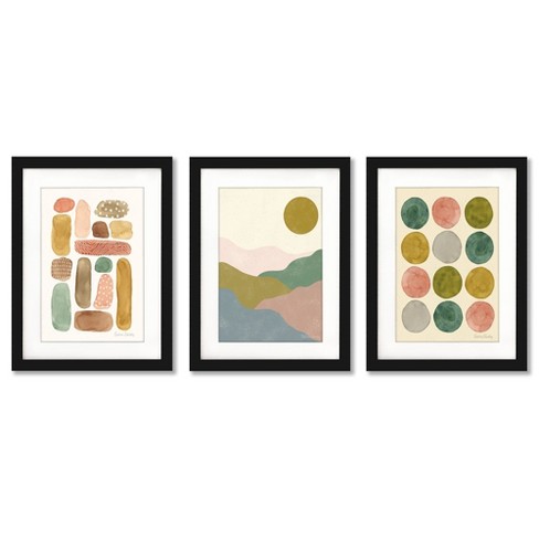 Organic Watercolor Pods by Pauline Stanley - 3 Piece Gallery Framed Print  Art Set