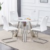 NicBex 5 PCS/7 PCS Dining Table Set,Round Dining Table with Sintered Stone Tabletop and 4/6 PU Chairs for Kitchen/Apartment - 2 of 4