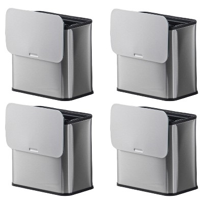 Coucheta Slim Trash Cans with Lid Set, 1.3 gal Stainless Steel Hanging Garbage Bin with Inner Bucket & Charcoal Filter for Kitchen, Bathroom&More