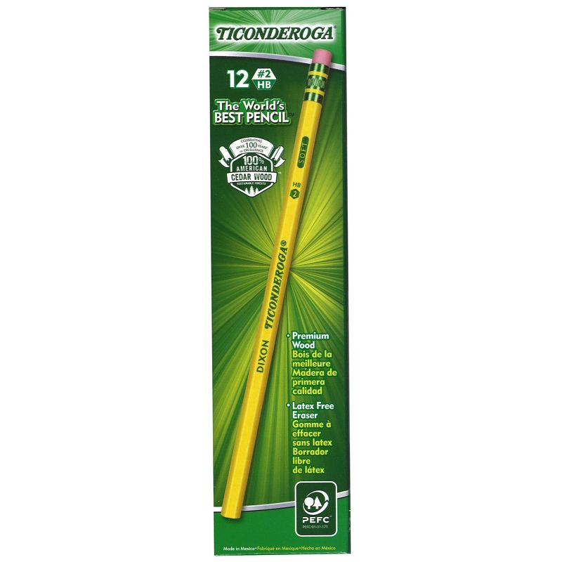 Ticonderoga® No. 2 Pencils, Unsharpened, 12 Per Pack, 6 Packs, 2 of 3