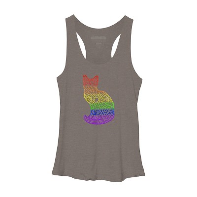 Adult Design By Humans Pride Rainbow Cat Maze By MisoKnotty Racerback Tank Top