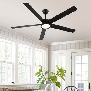 Wanze of Ocean 66 in. Modern Indoor Remote Wall Control Ceiling Fan with 3-Color LED Light and 3-Size Downrods - 1 of 4