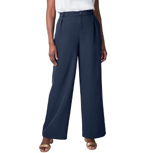 Jessica London Women's Plus Size Bi-Stretch Wide Leg Pant - 1 of 4