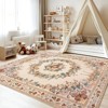 Large Beige Butterfly Floral Area Rug, Ultra-Thin Non-Slip Washable Mat for Living Room & Bedroom - 4 of 4