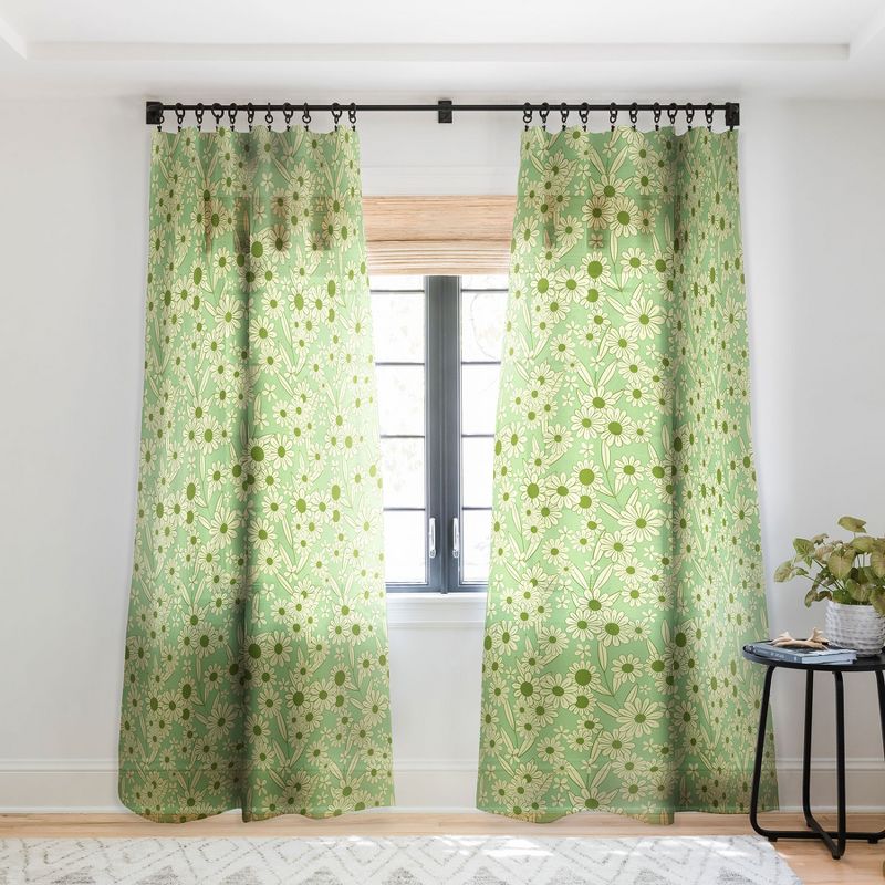 Jenean Morrison Simple Floral Mint Set of 2 Panel Sheer Window Curtain - Deny Designs, 2 of 7