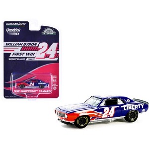 1969 Chevrolet Camaro #24 "William Byron" Blue with Flame Graphics "Hobby Exclusive" Series 1/64 Diecast Model Car by Greenlight - 1 of 3