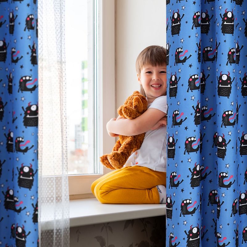 PiccoCasa Kid's Window Bedroom Decor Cartoon Pattern Polyester Curtain Panels 2 Pcs, 2 of 5