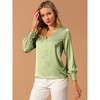 Allegra K Women's Elegant Satin Long Sleeve Office Work Blouses - 3 of 4