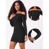 Allegra K Women's Long Sleeve Off Shoulder Ruched Mesh Party Bodycon Dress - 2 of 4