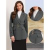 INSPIRE CHIC Women's Long Sleeve Collared Belted Business Casual Suit Jacket Blazer - 2 of 4