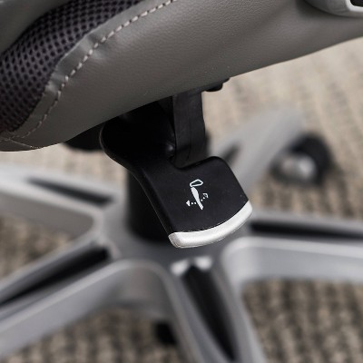 Gray Leather Executive Office Chair with Lumbar Support