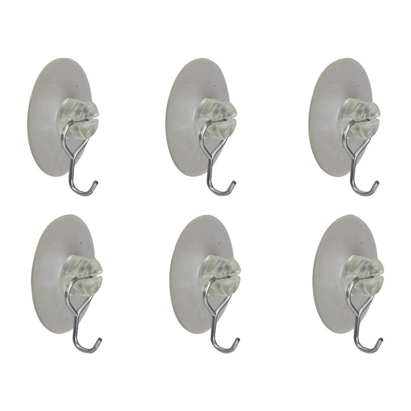 Northlight Pack of 6 Clear Suction Cups with Hook 1.25", 1 of 5