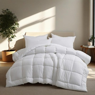 Peace Nest All Season White Down Alternative Duvet Comforter Insert with Jacquard Cover