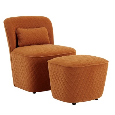 Schroeder Orange Fabric Chair and Ottoman Orange - Inspire Q