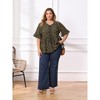 Women's Plus Size Ditsy Floral Tie Front V Neck Ruffle Sleeve Summer Casual Babydoll Blouses - GRACE & GRANDEUR - 2 of 4