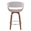 26" Mid-Century Modern Counter Stool with Swivel, Fabric Seat, Bent Wood Legs and Round Metal Footrest for Kitchen or Home Bar, Set of 2 - 4 of 4