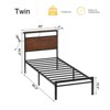 Hausource Industrial Twin Size Bed Frame with Storage LED Headboard, Charging Station, No Box Spring Needed - 3 of 4