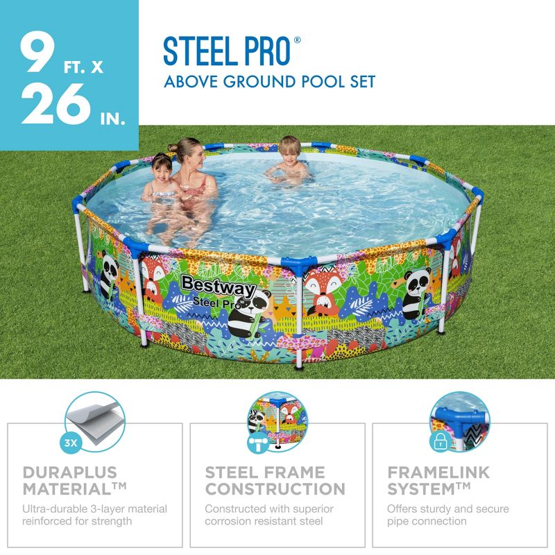 Bestway Steel Pro Above Ground Round Outdoor Backyard Swimming Pool, 3 of 8