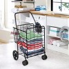 Racxily Folding Shopping Cart with Swiveling Wheels and Dual Storage Baskets - 4 of 4