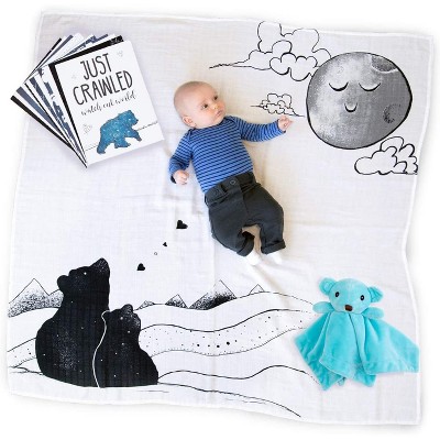 JumpOff Jo - 3-Piece Set, Swaddle Blanket, Security Bear, Monthly Photo Cards