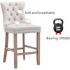 QingMoon Velvet Upholstered Barstools, Button Tufted Counter Chairs Set of 2 with Nailhead Trim and Wooden Legs for Kitchen, Cafe, Pub - 4 of 4