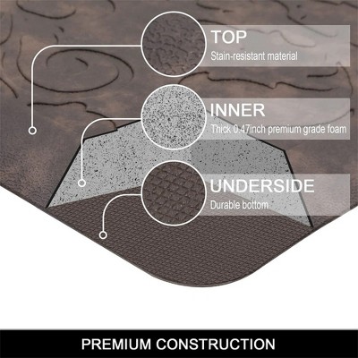 Gray Medallion Embossed Anti-Fatigue Cushioned Kitchen Mat