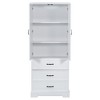 TiramisuBest Tall Bathroom Storage Cabinet, Cabinet with Two Doors and Drawers, Adjustable Shelf, MDF Board, White - 4 of 4