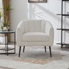 29.9'' Chenille Upholstered Channel Tufted Vanity Barrel Accent Chair with Metal Legs, Round Lounge Single Sofa Armchair for Bedroom - 4 of 4