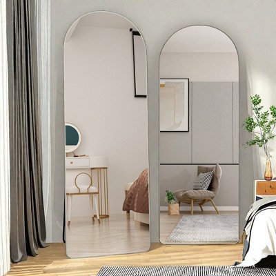 FURNIinspire Full Length Mirrors Wall Mirror, Decorative Mirror, Clothing Store, Floor Standing Large Mirror, Wall Mounted, Silver 23.2"*0.51"*64.9"