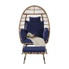 2-Piece Oversized Outdoor Rattan Wicker Egg Chair with Ottoman - 2 of 4