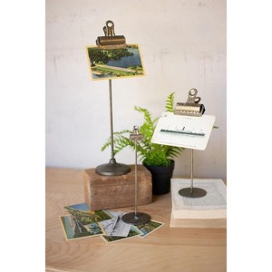 Metal Note Clips, 15"H Antique Brass Display Holders, Traditional Gray Finish (2 X Set of 3) by Kalalou - 1 of 3