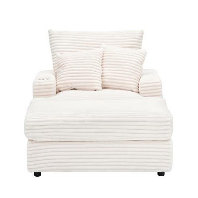 SYFERLORY 39-inch Spring upholstered armchair and Ottoman set - comfortable single sofa with cup holder and corduroy fabric