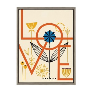 Kate and Laurel Sylvie Love Framed Canvas by Amber Leaders Designs, 18x24, Gray - 1 of 4
