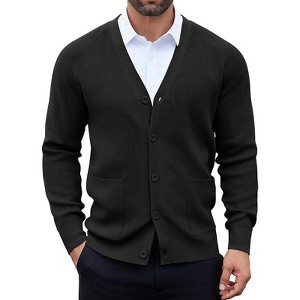 COOFANDY Men's Cardigan Sweaters with Button Lightweight Casual V Neck Long Sleeve Pockets Knitted Sweater - 1 of 4