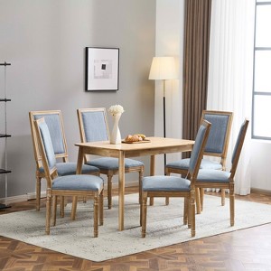MAYEERTY Set of 4 French Country Dining Chairs, Cane Backrest Upholstered Seat Fluted Legs Rubberwood Frame, Kitchen Dining Room - 1 of 4