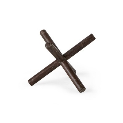 HomeRoots 5" Brown Rustic Metal X Decorative Tabletop Sculpture