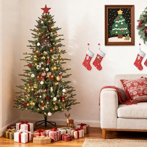 Artificial Christmas Tree, Warm White and Colorful Lights with 8 Adjustable Modes, Stable Metal Frame and Base, Elegant Holiday Decoration - 1 of 4