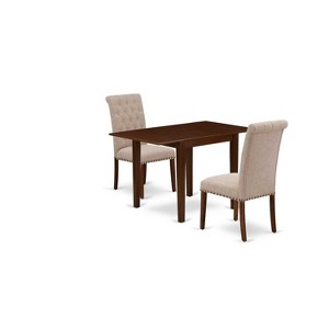 HomeStock 3-Piece Mahogany Finish Solid Wood Top Dining Table Set - 1 of 4