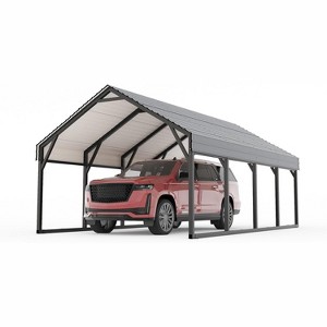 Metal Carport with Reinforced Frame and Steel Roof Outdoor Heavy Duty Garage All-Weather Car Shelter for Pickup, Boat, Car and Tractors - 1 of 1
