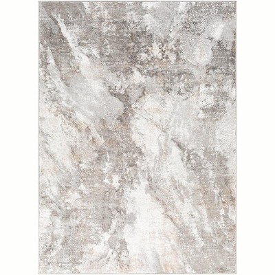 Mark & Day Guthrie Center 6'7"x9" Rectangle Woven Indoor Area Rugs Light Gray: Modern Marble Pattern, Stain-Resistant, Pet Friendly, Polyester