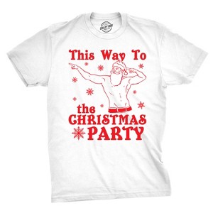 Mens This Way To The Christmas Party Funny Fit Santa Holiday T shirt - Crazy Dog Men's T Shirt - 1 of 4
