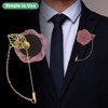 Unique Bargains Wedding Rose Men Suit Boutonnieres Lapel Pin with Gold Leaf Brooch 6 Pcs - 4 of 4