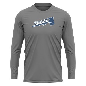 Brandeis University Adult Sport Long Sleeve Shirt Primary Logo, Athletic Heather - 1 of 4
