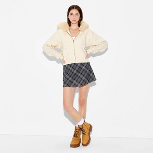 Women's Faux Fur Trim Hooded Zip-Up Sweatshirt - Wild Fable™ - 1 of 3