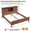 SinCiDo Farmhouse Bed Frame,w/Charging Station, Storage Bookcase Headboard,Sliding Barn Door,No Box Spring Needed, w/Wood Slats Support - 3 of 4