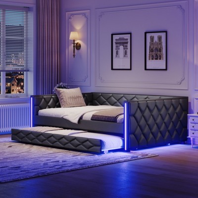 Lycvki Full XL Size Upholstered Daybed with Trundle