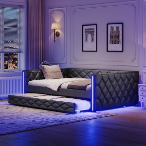 Lycvki Full XL Size Upholstered Daybed with Trundle - 1 of 4