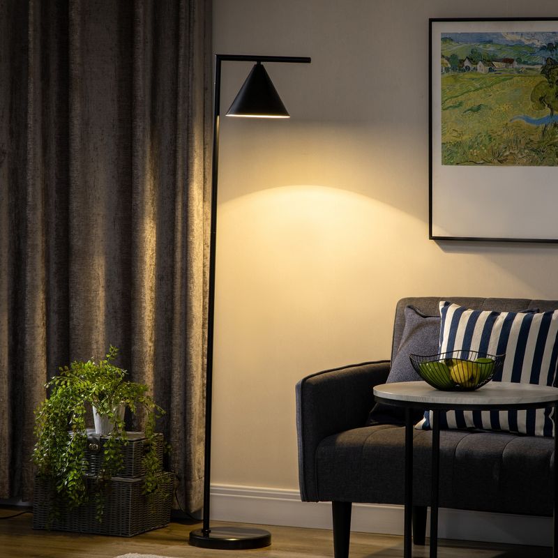 HOMCOM Modern Floor Lamps for Living Room Lighting, Adjustable Standing Lamp for Bedroom Lighting, Black, 3 of 7