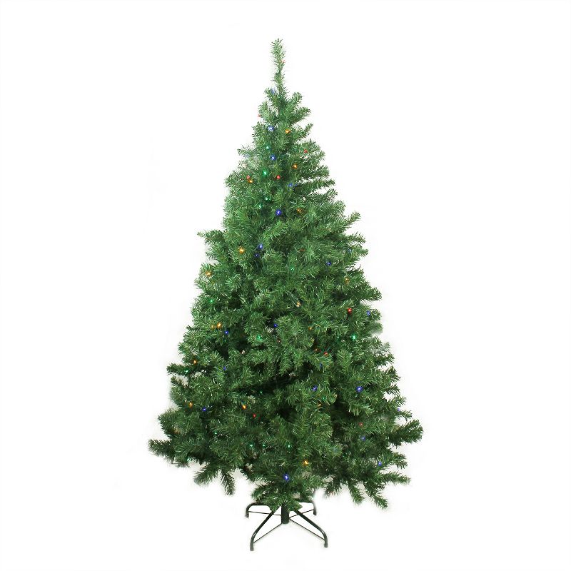 Northlight 6' Pre-Lit Medium Mixed Classic Pine Artificial Christmas Tree, Multi Color LED Lights, 1 of 6